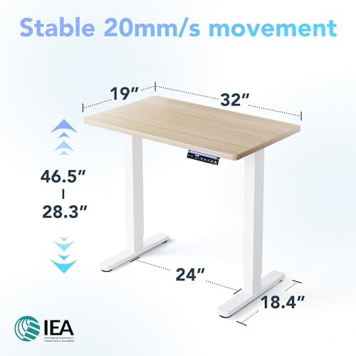 HUANUO AI-Powered Electric Standing Desk with Smart APP, Work with Alexa & Google, Adjustable Height, 6 Memory Settings, Sedentary Reminder, Ergonomic Sit-Stand Desk, 32-inch, Light Walnut - Image 2