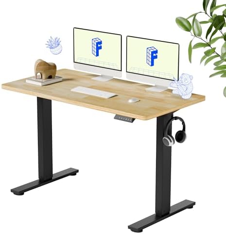 FLEXISPOT 48" x 24" Solid Wood Standing Desk, Black Frame by Unknown