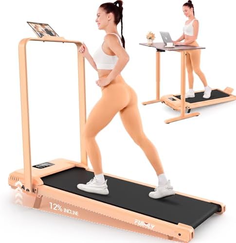 FUNMILY Upgrade Walking Pad Folding Treadmill with 12%/15% Incline & Handle Bar, 3.5HP Foldable Under Desk Compact Treadmills for Home/Office/Gym, 400+lb Capacity, Shock Absorption by FUNMILYSportsFitnessCardioTraining