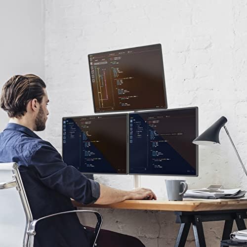 WALI Tall Triple Monitor Stand, Fully Adjustable Three Monitor Desk Mount Fits 3 Screens up to 27 inch, 22 lbs. Weight Capacity per Arm (M003-W), White - Image 3