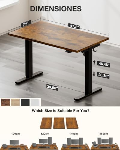 Acrolix 48x24 Electric Standing Desk with Cable Net, Rustic Brown - Image 2