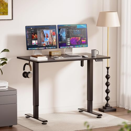 Veken 47.2 Inch Large Electric Standing Desk, Gaming Table, Black - Image 2
