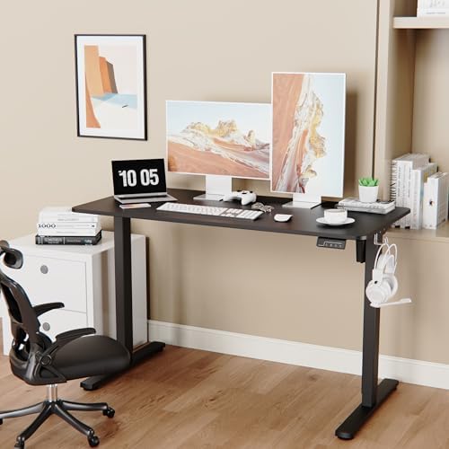 LongKe Electric Standing Desk Adjustable Height, 48x24 Inches Sit Stand up Desktop for Home Office, Ergonomic Rising Computer Table with Memory Preset, Black - Image 2