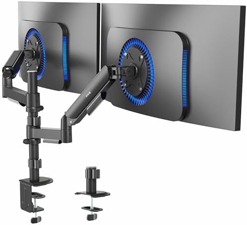 VIVO 17 to 32 inch Dual Mechanical Monitor Mount, 2 Tension Spring Arms, Adjustable Swivel, Rotation, Heavy Duty VESA Desk Stand with C-clamp, Grommet, Max VESA 100x100, Black, STAND-V002K by VIVO