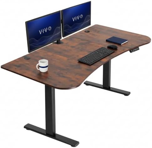 VIVO Rustic Vintage Brown 63 x 32 in Standing Desk, DESK-KIT-1B1N by VIVO