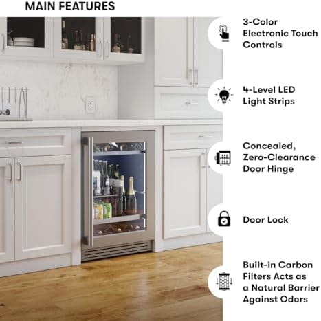 Zephyr 24" Wine Fridge & Beverage Refrigerator Single Zone Under Counter - Mini Wine Cooler Cellars Small Beer Fridge Cabinet Drink Chiller Freestanding Wine Beverage Cooler, 7 bottles,112 cans - Image 6