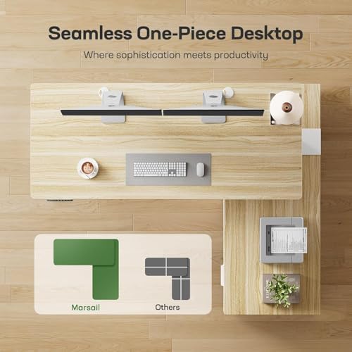 Marsail L-Shaped Executive Standing Desk with File Cabinet, 55" x 24" Electric Height Adjustable Stand up Desk, One-Whole Piece Desktop, Home Office Modern Computer Deskwith 4 Memory Presets - Image 6