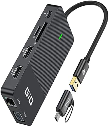 USB 3.0 Docking Station Dual Monitor,2*HDMI HUB Displaylink Dock for Laptop by GIQ