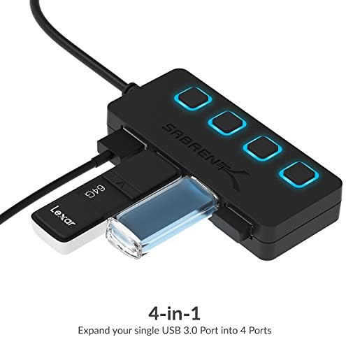 SABRENT 4-Port USB 3.0 Hub with Individual Power Switches (HB-UM43) - Image 3