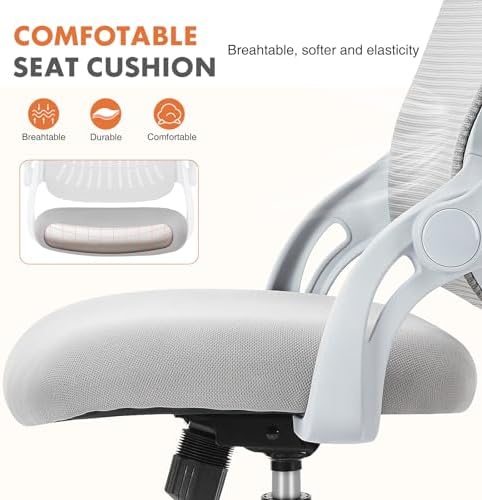 Sweetcrispy Home Office Chair, Mesh Office Chair, Lumbar Support, Grey - Image 4