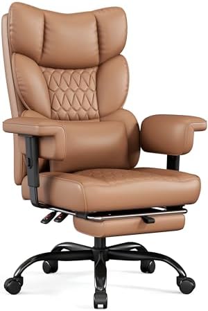 Misolant Big and Tall Office Chair with Footrest, High Back Executive Desk Chair with Adjustable Lift Armrest, 155°Recline，Lumbar Support Pillow, Faux Leather Gaming Chairs for Home or Office by Misolant