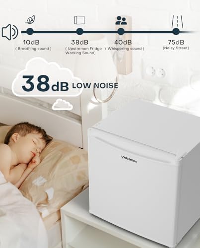 Upstreman 1.7 Cu.ft Mini Fridge with Freezer, White-FR17 - Image 5