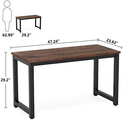 Tribesigns Modern Simple Computer Desk, 47 inch Vintage Office Desk Computer Table, Study Writing Study Desk Workstation for Home Office, Rustic Brown - Image 3