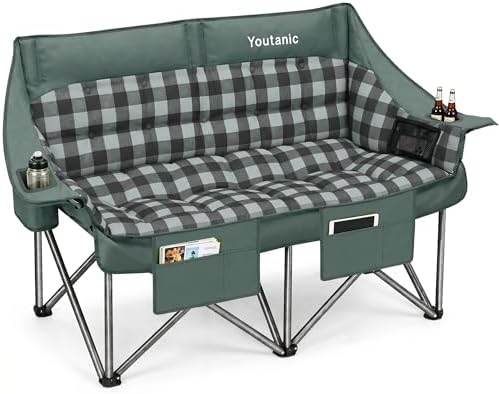 Youtanic 60" Extra Double Camping Chair for Adults, 700lbs Padded Loveseat by Youtanic