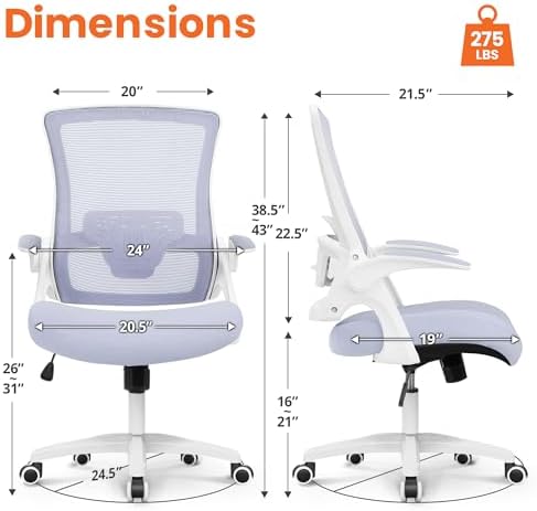 NEO CHAIR Office Desk Chair High Back Mesh Chair Adjustable Lumbar, Purple - Image 2