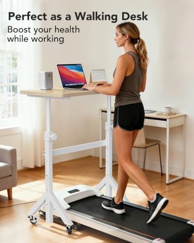 ErGear Small Standing Desk Adjustable Height, 6 Height Settings Up to 46.5″, Walking Pad Desk with Triangular Leg Design, Smooth Mobility with Lockable Wheels, Standing Desk for Walking Pad - Image 3