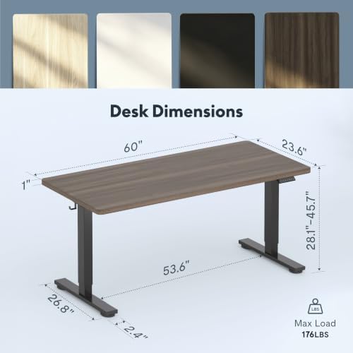 FLEXISPOT 60"x24" Electric Standing Desk, Black Walnut - Image 5