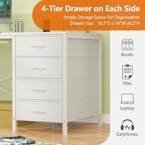 95" 2 Person Desk with 8 Fabric Drawers for Home Office, Living Room - Image 7