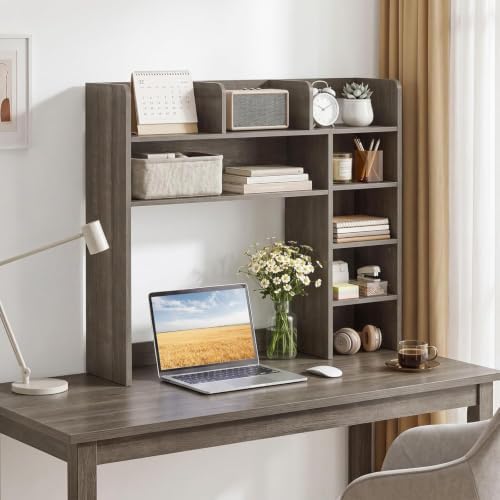 GLACER Desktop Bookshelf with LED Lights, Desk Hutch for Max 25" Monitor - Image 2