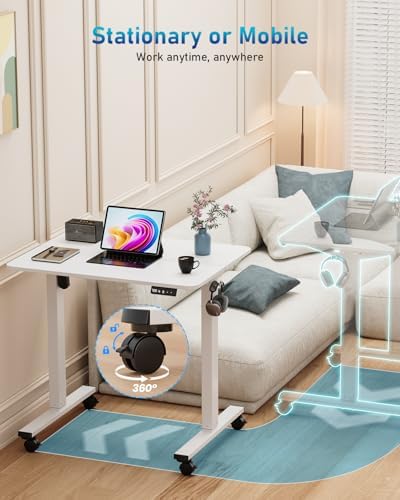 32" Small Rolling Electric Standing Desk Adjustable Height for Home Office - Image 4
