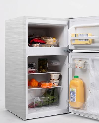 Frigidaire Compact Refrigerator with Top Freezer - 2 Door Fridge with 3.2 Cu Ft, Contemporary Series, Platinum - Image 4