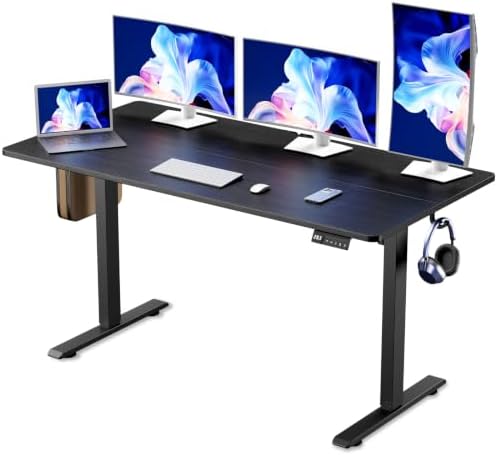 55x28 inch Electric Standing Desk, Adjustable Height Desk, Black by HMLANGQI