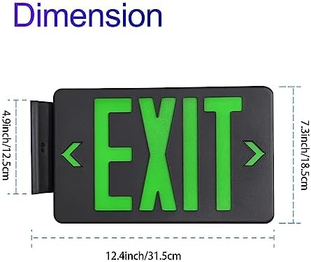 TANLUX Green Exit Sign with Black Housing, LED Emergency Exit Light with Battery Backup, UL Listed, Hardwired Exit Signs with Emergency Lights, Commercial Emergency Lights for Business - 2 Pack - Image 3