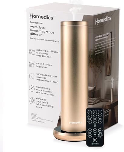 Homedics SereneScent Waterless Essential Oil Diffuser, Champagne by Homedics