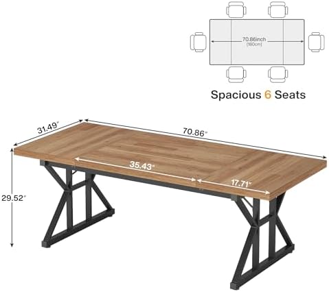 Tribesigns 70.8-Inch Executive Desk, Large Computer Office Desk Workstation, Modern Simple Style Laptop Desk Study Writing Table Business Furniture for Home Office (Light Brown, 70.8 Inch) - Image 2