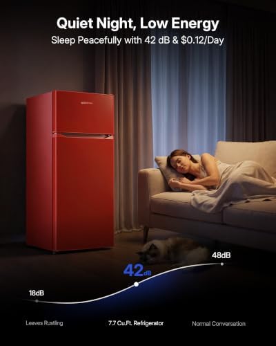 Upstreman 7.7 Cu Ft Refrigerator with Freezer Double Door Fridge - Image 6