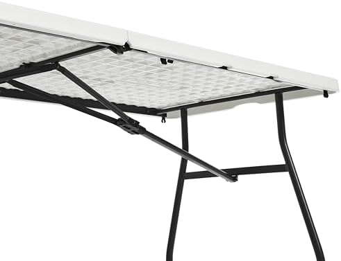 Amazon Basics Heavy Duty Portable Folding Table, 6 ft, Indoor & Outdoor, Fold-in-Half Design with Carrying Handle, White - Image 5