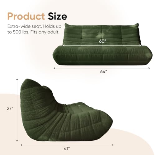 3 Seater Adults Bean Bag Chairs Togo Couch Comfy Lazy Floor Sofa - Image 2