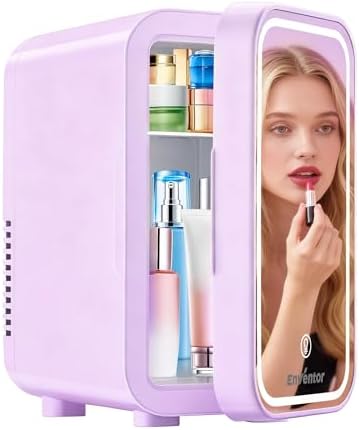 Enventor Mini Fridge with Dimmable LED Mirror, 6L/8Can, AC/DC Power, Purple by EnventorToBeALifeInventor