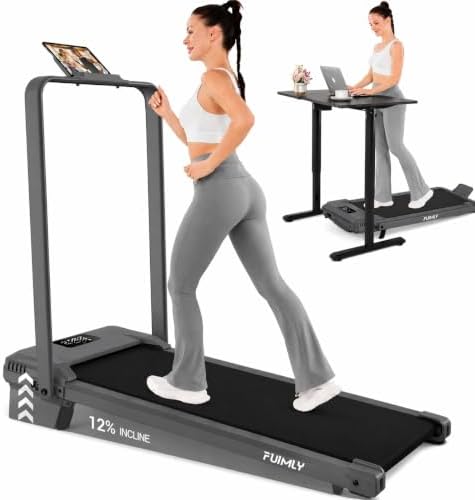 FUNMILY Upgrade Walking Pad Folding Treadmill with 12%/15% Incline & Handle Bar, 3.5HP Foldable Under Desk Compact Treadmills for Home/Office/Gym, 400+lb Capacity, Shock Absorption by FUNMILYSportsFitnessCardioTraining