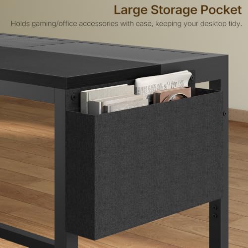 YATINEY Computer Desk with LED Lights, Small Gaming Desk with Storage Bag - Image 6