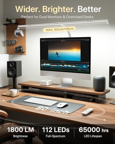 ONEMIX LED Desk Lamp with Clamp, 42-Inch 4-Panel Light for Dual Monitors - Image 2