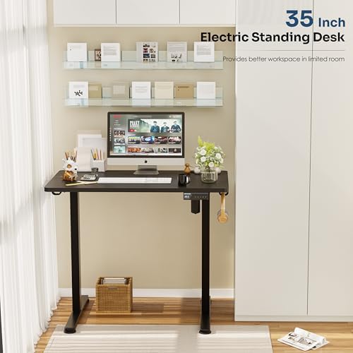 Monomi 35" x 24" Small Electric Standing Desk,Whole Piece Desktop,Black - Image 4
