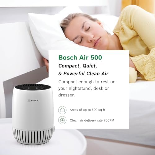 BOSCH Air Purifier for Home, Small Spaces (Covers, 500-sq ft), 2-in-1 Filter for Pollen, Smoke, Dust, Dander, Outdoor Pollution, Odors, Air 500, White - Image 2