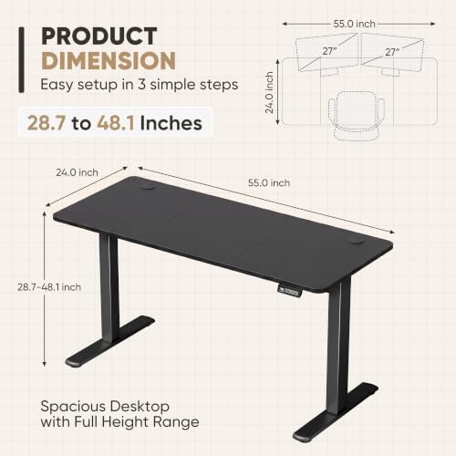Furmax 55 Inches Electric Height Adjustable Standing Desk Home Office Desk - Image 3
