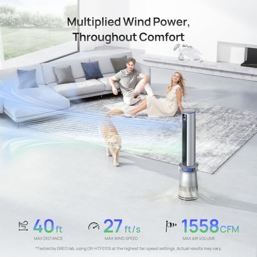 DREO MC710S Air Purifier Tower Fan, 45" 2-in-1 Smart Fan for Bedroom - Image 4