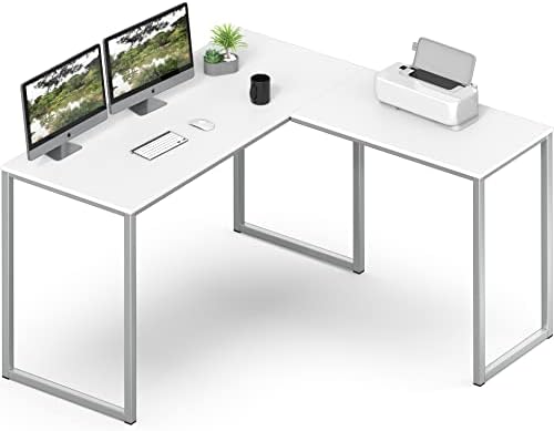 SHW Mission 48 x 48 L-Shape Home Office Computer Desk, White by SHW