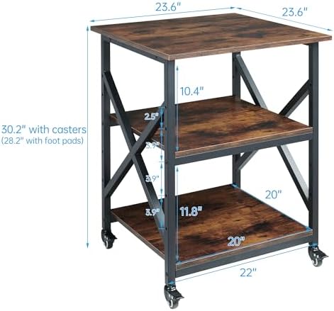 Fannova 23.6"x23.6" Large Printer Stand, 3 Tier Square Table for 3D Printer - Image 3