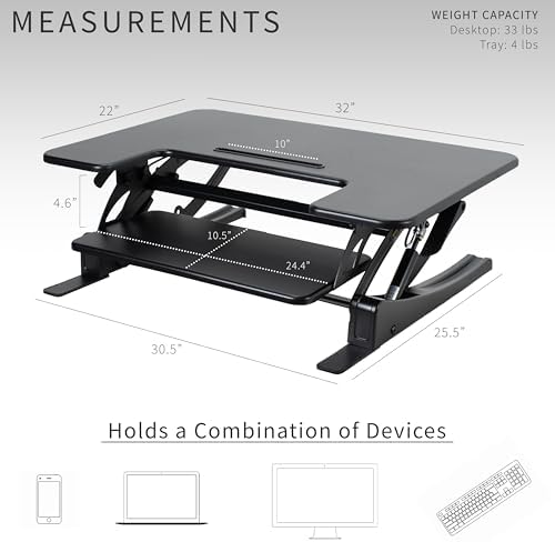 VIVO Black 32 inch Standing Desk Converter, DESK-V000VS - Image 3
