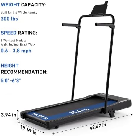 DeerRun Walking Pad Treadmill with Incline & Handle Bar - Image 4