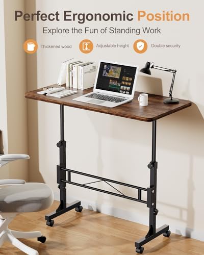 Small Standing Desk Adjustable Height,Mobile Stand Up Desk with Wheels - Image 2