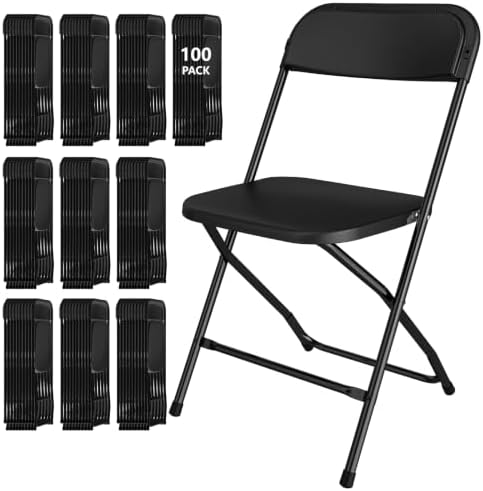 100 Pack Black Folding Chairs for School Events Wedding Party Picnic by IWDOO