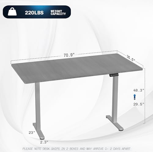 VIVO Dark Gray 71 x 36 in Standing Desk, DESK-KIT-E2G7G-36 - Image 3