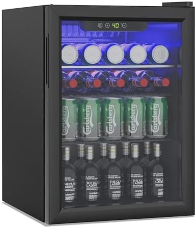 Erivess Compact Beverage Refrigerator, 95 Can/2.6 Cu Ft Mini Fridge, Black by Erivess