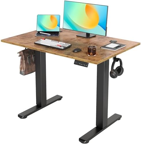 YDN Electric Standing Desk, 40x24 Inch, Rustic Brown by YDN