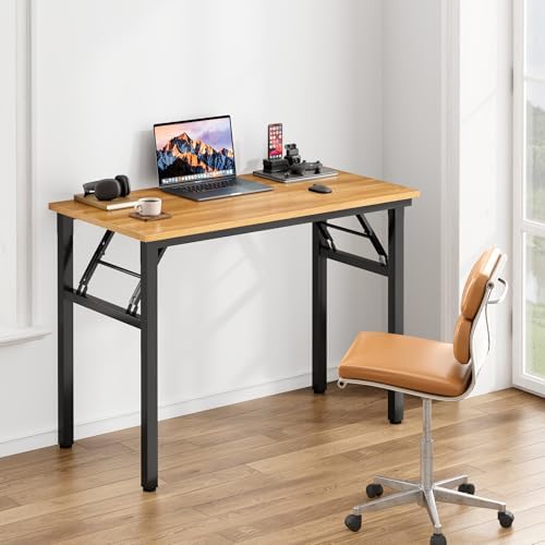 Need Office Computer Desk 35.8 Inch Sturdy Folding Laptop Table Teak - Image 2